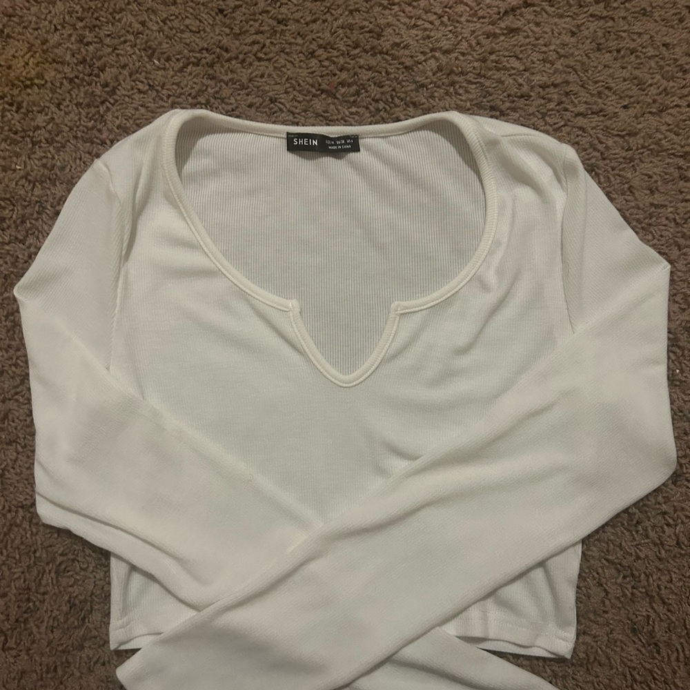 White Long Sleeve Crop Top
